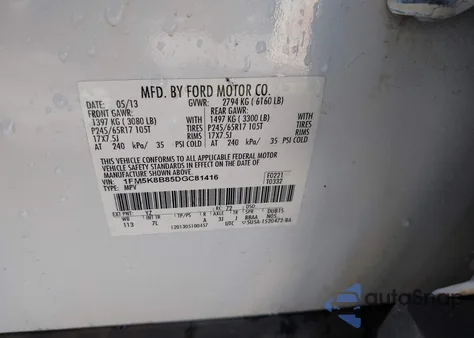 2013 Ford Explorer from USA, damaged, VIN 1FM5K8B85DGC81416